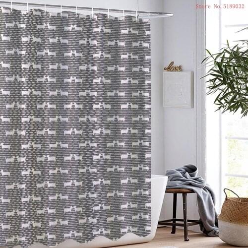 Cartoon Dog Polyester Curtain Dachshund Shower Curtain Gray White Decor Bathroom Curtain Custom Size Bath Curtain with Hooks