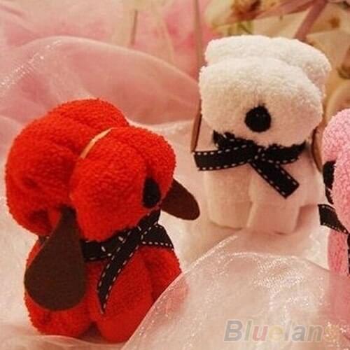 24pcs Dog Cake Shape Towel Cotton Washcloth Wedding Gifts Present