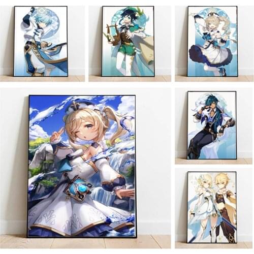 Genshin Impact Game Poster Painting HD Canvas Printings Anime Girl Wall Art Decoration Dorm Posters For Living Room Home Decor