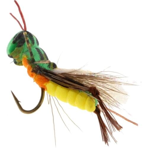 Natural Handmade Grasshopper Fly Fishing Lure Dry Flies Floating Insect Lure with High Carbon Steel Hook 2.8cm/0.5g