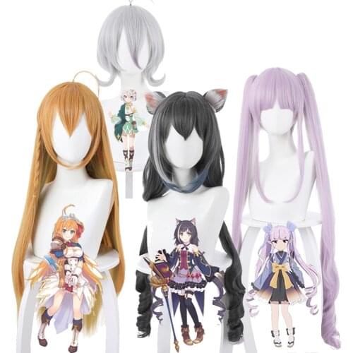 Princess Connect Re:Dive Cosplay Kyaru/Natsume Kokoro/Pecoriinu/Glacier Hair Kyaru Cosplay Long Short Hair Synthetic Women Hair