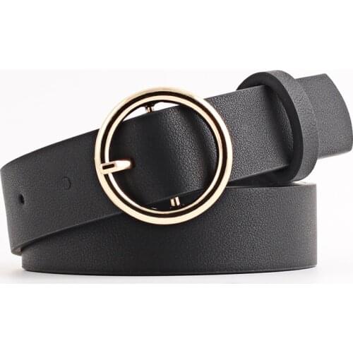 Female Deduction Side Gold Buckle Jeans Wild Belts For Women Fashion Students Simple New Circle Pin Buckles Belt