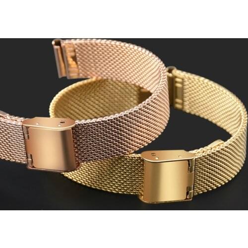Stainless Steel Rose Gold Brand Watch Band 14mm Milan Mesh Watchband 14mm Women Bracelet Gold Metal Strap For Slim Watch Band