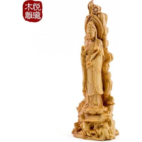 Wood carving Buddha Guanyin bless blessing wooden crafts creative gifts home interior decoration car ornaments (A972)