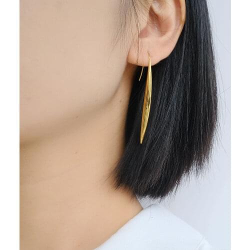 Luxury Brand Design Geometric Bar Shaped Drop Earrings Women Fashion Charms Ear Jewellery Ladies Metal Gold Earring