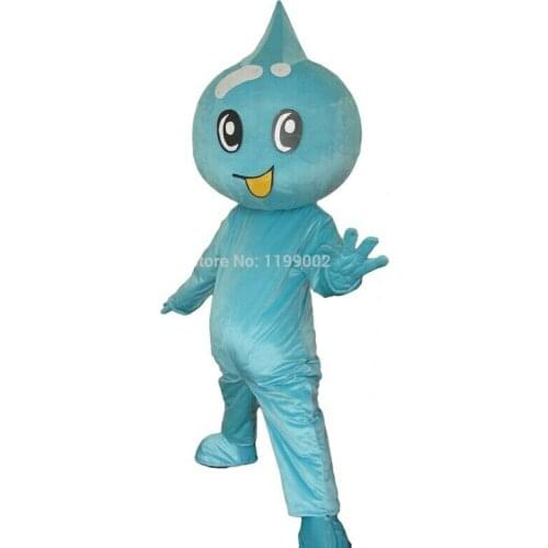 Cute Cartoon Doll Sky Blue Water Drop Mascot Suit Advertising Cosplay Costume Party Fancy Dress Up Fursuit Fursuit