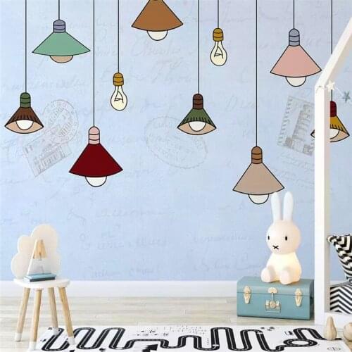 Modern simple hand-painted style colored chandelier background wall
