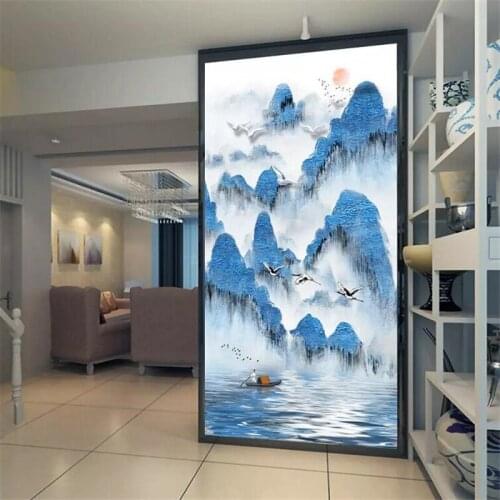 Wellyu Custom wallpaper 3d Chinese modern oil painting ink rhyme landscape mountain bird porch painting 8d wallpaper 5d mural
