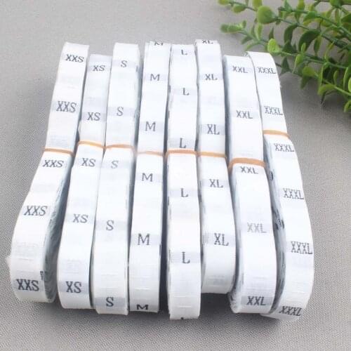 Size label white background black letters size tag 1000pieces per lot size tag