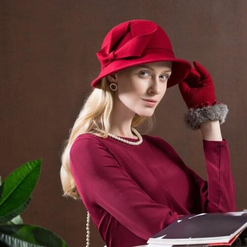 Lady Fedoras Hats New Design Dome Wool Hat Female Winter Warm Party Caps Wool Hat Female Elegant Aristocratic Woolen Cap A21