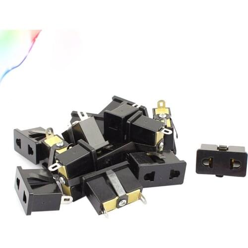 10pcs 2 Terminals Panel Mounted EU US Plug Snap In Power Socket Converter Black