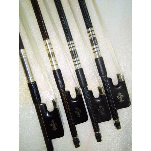 2 pcs blue wire inlay Cello carbon bow 4/4 & 2 pcs coffee color ebony frog