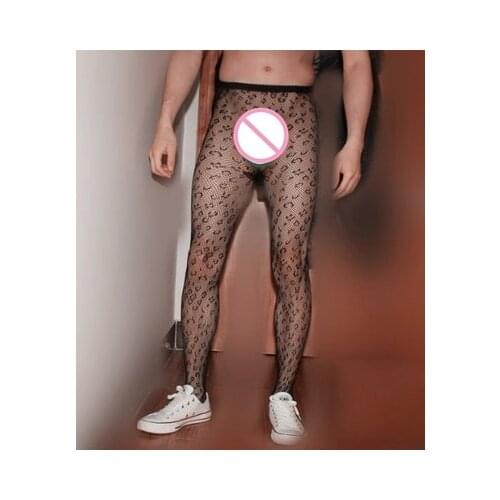 2017 Sexy Gay socks leopard print net male fishnet stockings man fishnet stockings male tights male tights mens socks