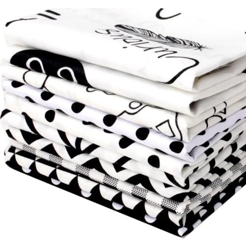 40*50cm/pc Cotton 100% Fabric Black White Classic Geometic Pattern Sewing Quilting Fabric for Patchwork DIY Handmade Material