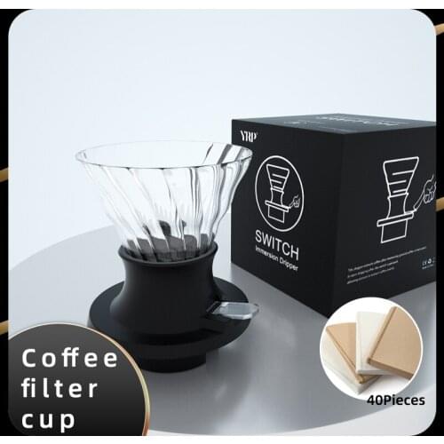 Espresso Coffee machine Reusable immersing V60 Dripper Basket Cup Style Coffee Filter Free filter paper 40pcs accessories
