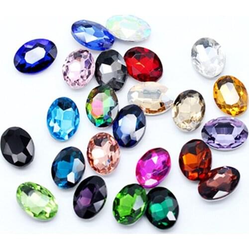 50pcs/bag 4*6mm 22 Colors Oval Nail Gems Pointback Crystals Glass Nail Art Accessory Decoration
