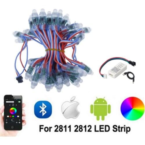 Full Color 12mm WS2811 IC LED Pixel Light Digital Module strip Light DC 5V Waterproof Point SP110E Bluetooth Controller 50pcs