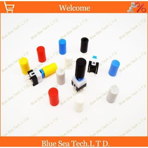 7x7mm Tactile Push Button Switch+button Cap,7*7MM Self-locking Push Switch with mutli color cap Free Shipping
