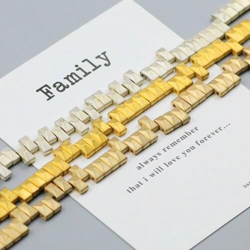 WLYeeS 125pcs Matte Rectangle Pyramid Hematite beads Two holes bracelet loose Spacer bead for jewelry Earring Making DIY Finding