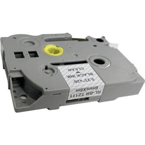 Black on Clear TZe-Z111 Compatible Label 6mm*8m For PT-E115 Tape