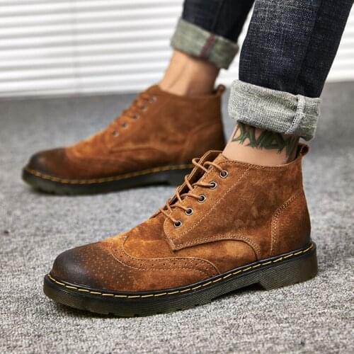 CIMIM Brand New Winter Outdoor Ankle MenS Boots Big Size Luxury Fur Casual Shoes Fashion Genuine Leather Bullock Martin Boots