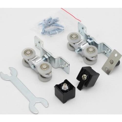 Wooden door hanging double composite nylon four wheel pulley slide door roller quiet multi-bearing anti-impact head