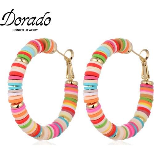 Dorado New Fashion Bohemia Hoop Earrings For Women Big Circle Pink Red Yellow Brown Rubbers Hot Sale Attractive Brincos Gifts