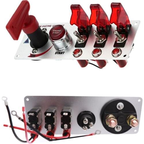 Racing Car Ignition Switch Panel 12 V~24 V Toggle Switch Panel Engine Start Push Button with 4/ 5 Gang Choose