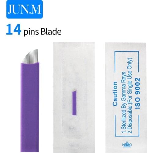 0.18mm 50pcs/lot Tattoo needle blade14pins permanent makeup blades needles for manual pen microblading needle blade-B5