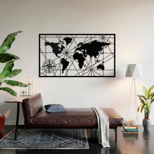 World Map Metal Wall Decor Metal Wall Art Decor 3D Metal Sculpture Metal Wall Decor for Home Office Bedroom Living Room Outdoor