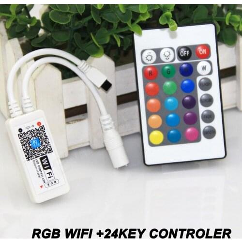 Wifi LED RGB Controler DC12V MIni Wifi + IR 24 Key Remote Controller for RGB LED Strip Light