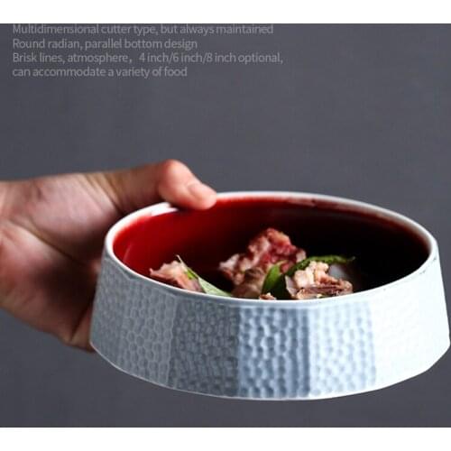 Nordic Retro Creative Ceramic Bowl Large Bowl Restaurant Dessert Bowl Irregular Fruit Bowl Household Soup Bowl Rice Bowl
