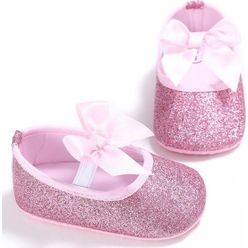 Fashion Baby Girl Shoes Solid Bling Soft Bottom First Walkers 0-18 Month Anti-slip Toddler Princess Dress Shoes Baby Moccasins