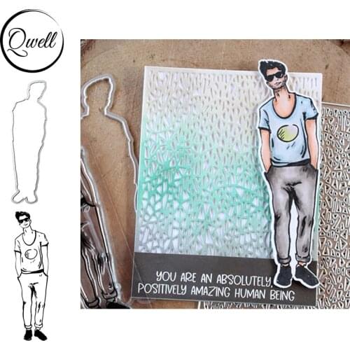 QWELL Cool Boy With Pocket Metal Cutting Dies Match Coordinate Clear Transparent Stamps Set DIY Scrapbooking Crafts 2020 New