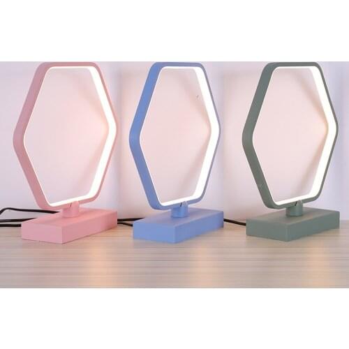 Table lamp bedroom children simple light modern creative Nordic lights living room led lamp hexagonal edge desk lamp LU8211806