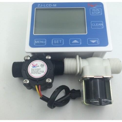 New G1/2" Water Flow Controller LCD Display+Solenoid Valve Gauge +Flow Sensor Meter Counter Indicator