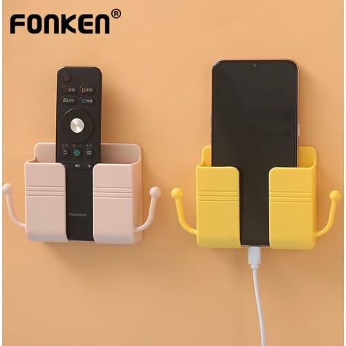 Fonken Upgraded Wall Mount Storage Box Mobile Phone Charging Holder Wall Sticker Smartphone Organizer Case Wall Hanging Stand