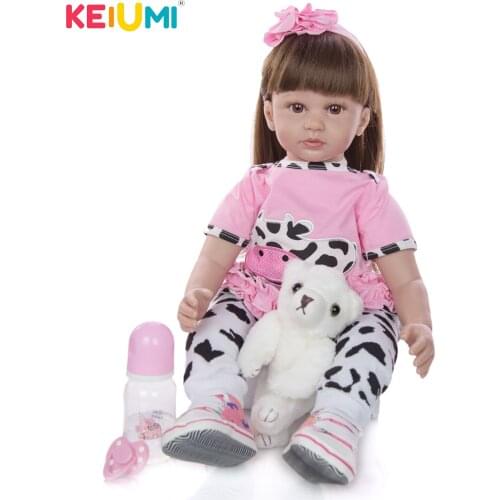 KEIUMI Wholesale Soft Silicone Lovely Reborn Babies Doll 60 cm Realistic Reborn Boneca Menina Childrens Day Birthday Gifts