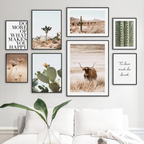 Autumn Landscape Cactus Dandelion Quotes Wall Art Canvas Painting Nordic Posters And Prints Wall Pictures For Living Room Decor