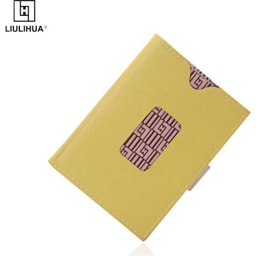 LIULIHUA Casual Leather Credit Card Holder with Stainless Steel Buckle Fashionable Slim Men Luxury Marrant Wallet Unique Purse