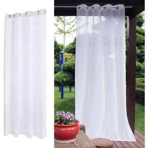 Sheer Curtain Eyelet Top Porch Drape with Tieback Pergola Privacy Curtain
