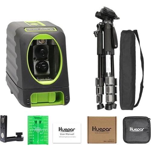 Huepar Self-leveling Lasers Green Beam Cross Line Laser Level 150 Degree+Huepar Multi-function Adjustable Laser Level Tripod