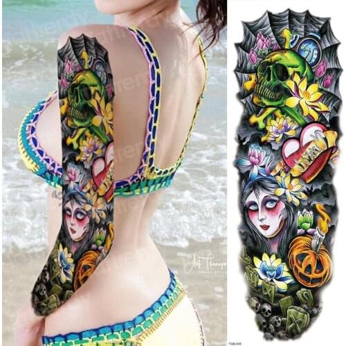 Sexy tattoo for women girl temporary tattoo large arm sleeve tattoo waterproof temporary tatto halloween stickers tatoo body art