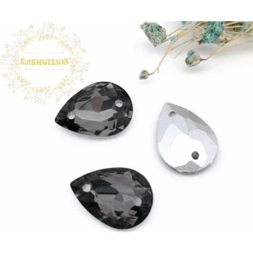 Gray Water Drop Double Hole Crystal Glass Sewing Rhineston pointback diy Wedding dress and bag7*10 10*14 13*18 18*25 20*30