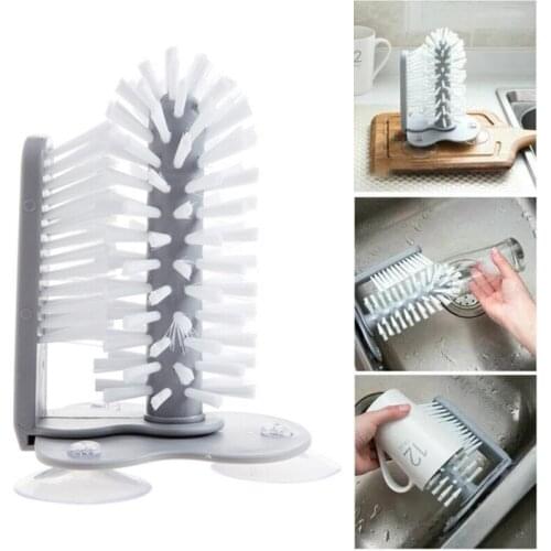 Suction Cup Glass Bottle Cleaning Brush Creative Lazy Wine Drink Mug Washing Scrubber Remove Stubborn Dirt Clean Kitchen Tool