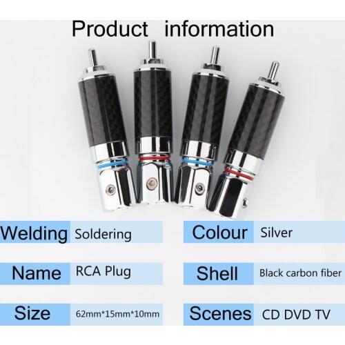 4Pcs Preffair R1700 High Quality Rhodium Plated Carbon Fiber RCA Plug Connector Screw Locking RCA Audio Plug