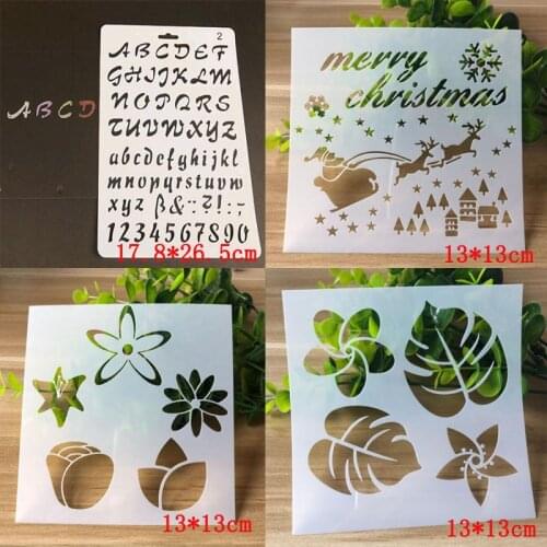 4pcs Stencils Christmas For Wall Painting Scrapbooking Stamping Stamp Album Decorative Letters Template Reusable