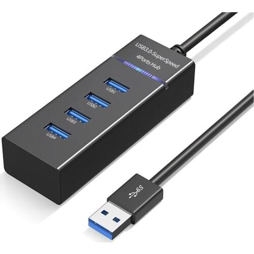 Universal Usb 3.0 5gbps Speed 4 Ports Hub With Led Light Splitter Adapter For Windows Xp Vista 7 8 10 Pc Computer Flash Drives