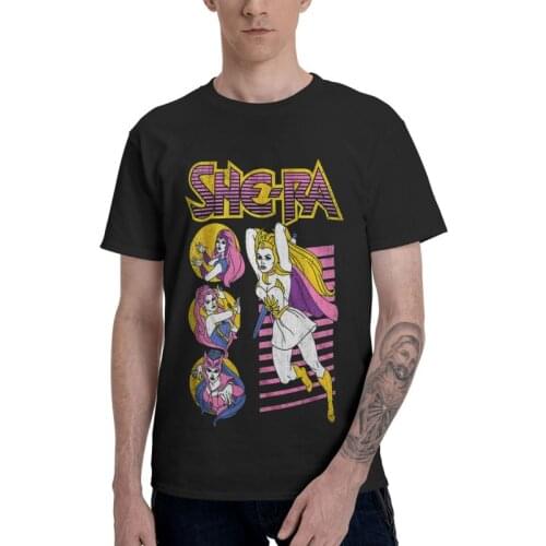 Vintage She-Ra T-Shirts Men Graphic T Shirts Short Sleeve He-Man And The Masters Of The Universe Tshirts Cotton Tee Top Clothing