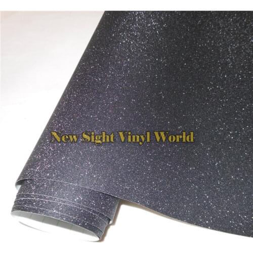 High Quality Black Sparkle Glitter Sand Vinyl Film Roll Wrap Air Free Phone Laptop Computer Skin Cover Size:1.52*30M/Roll